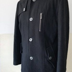 Parasuco Men's Wool Blend Black Full Zip Coat, Size L